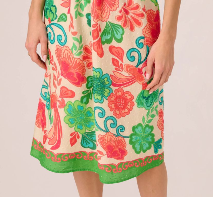 Smocked Printed Placement Dress