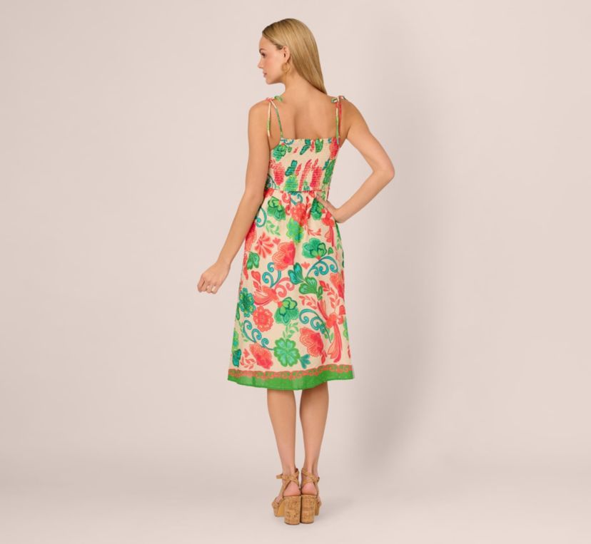 Smocked Printed Placement Dress