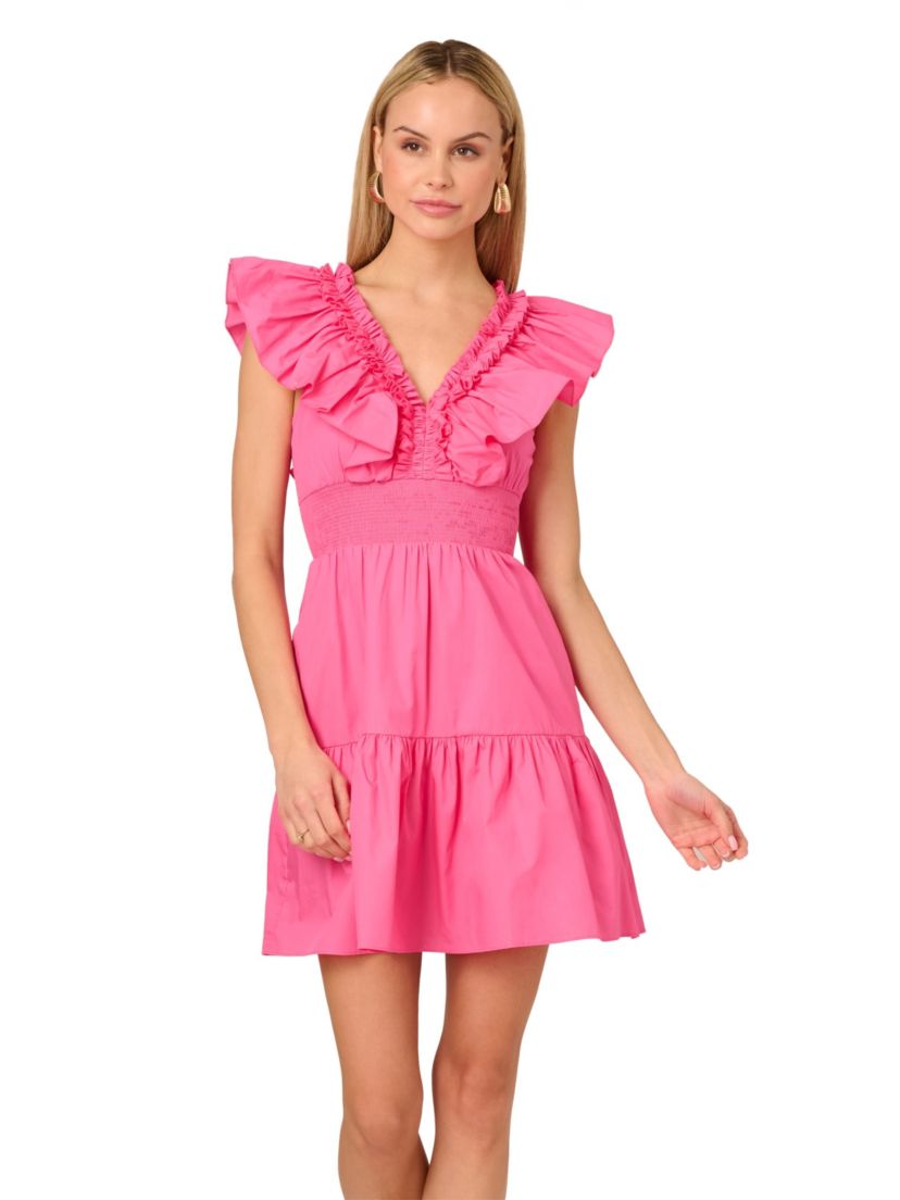 V Neck Short Ruffle Dress