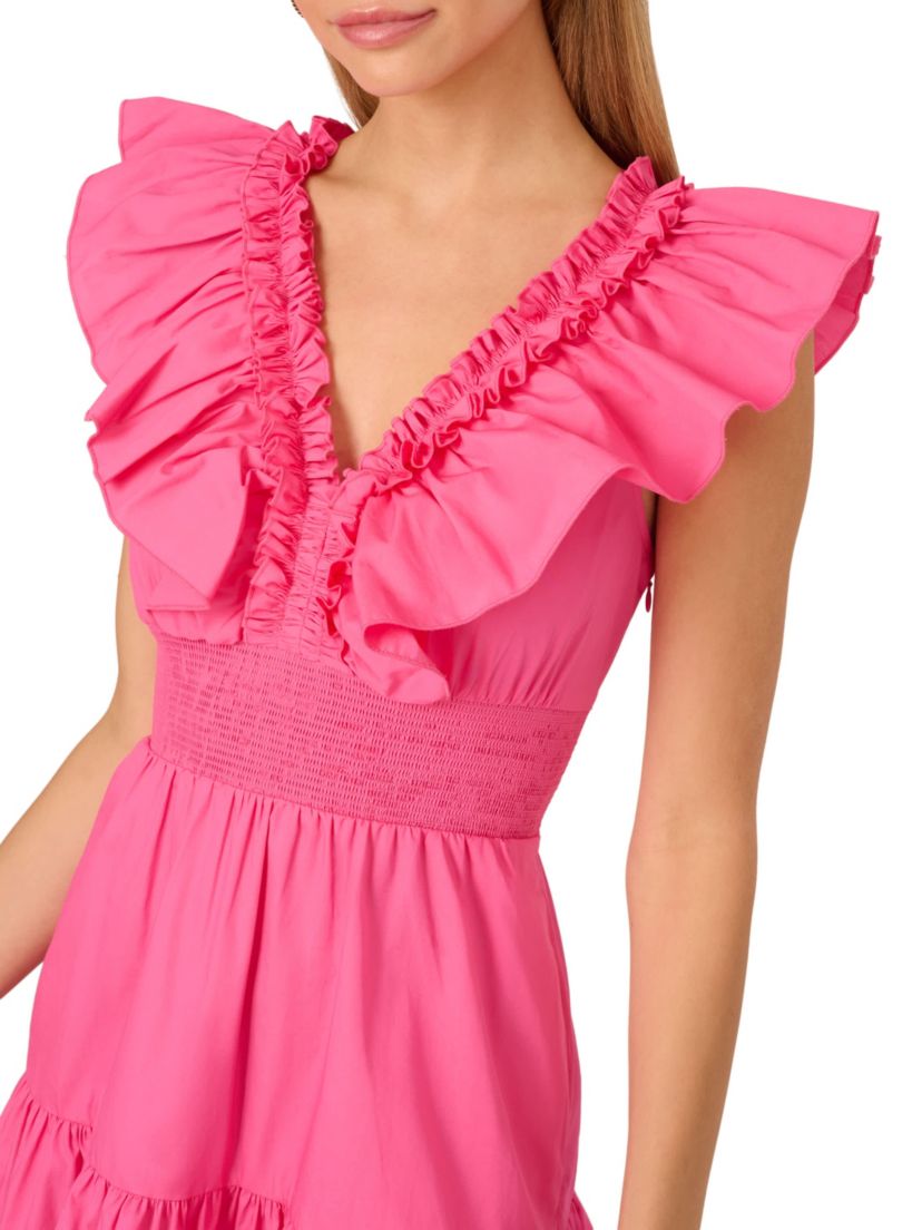 V Neck Short Ruffle Dress