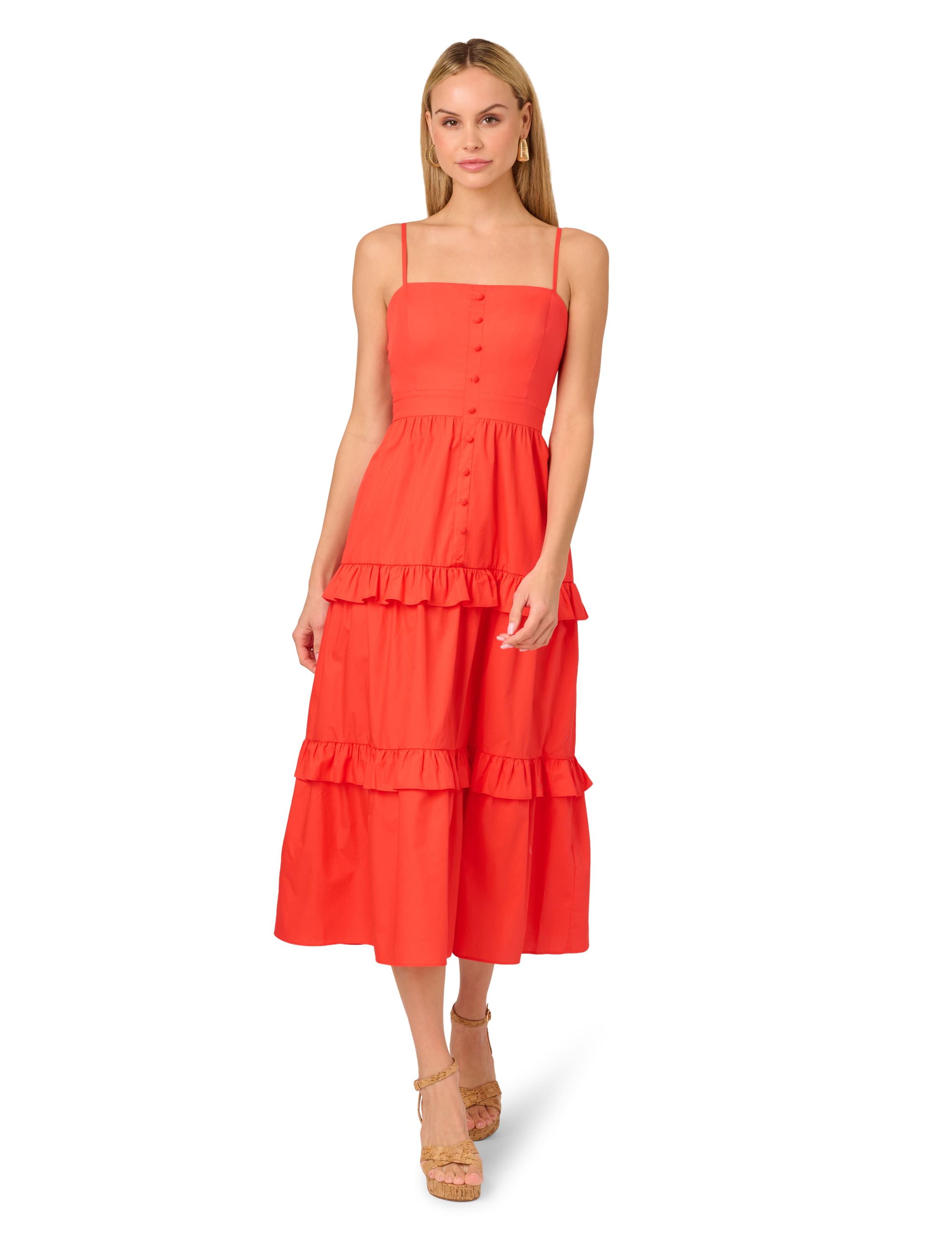 Solid Tiered Midi Dress