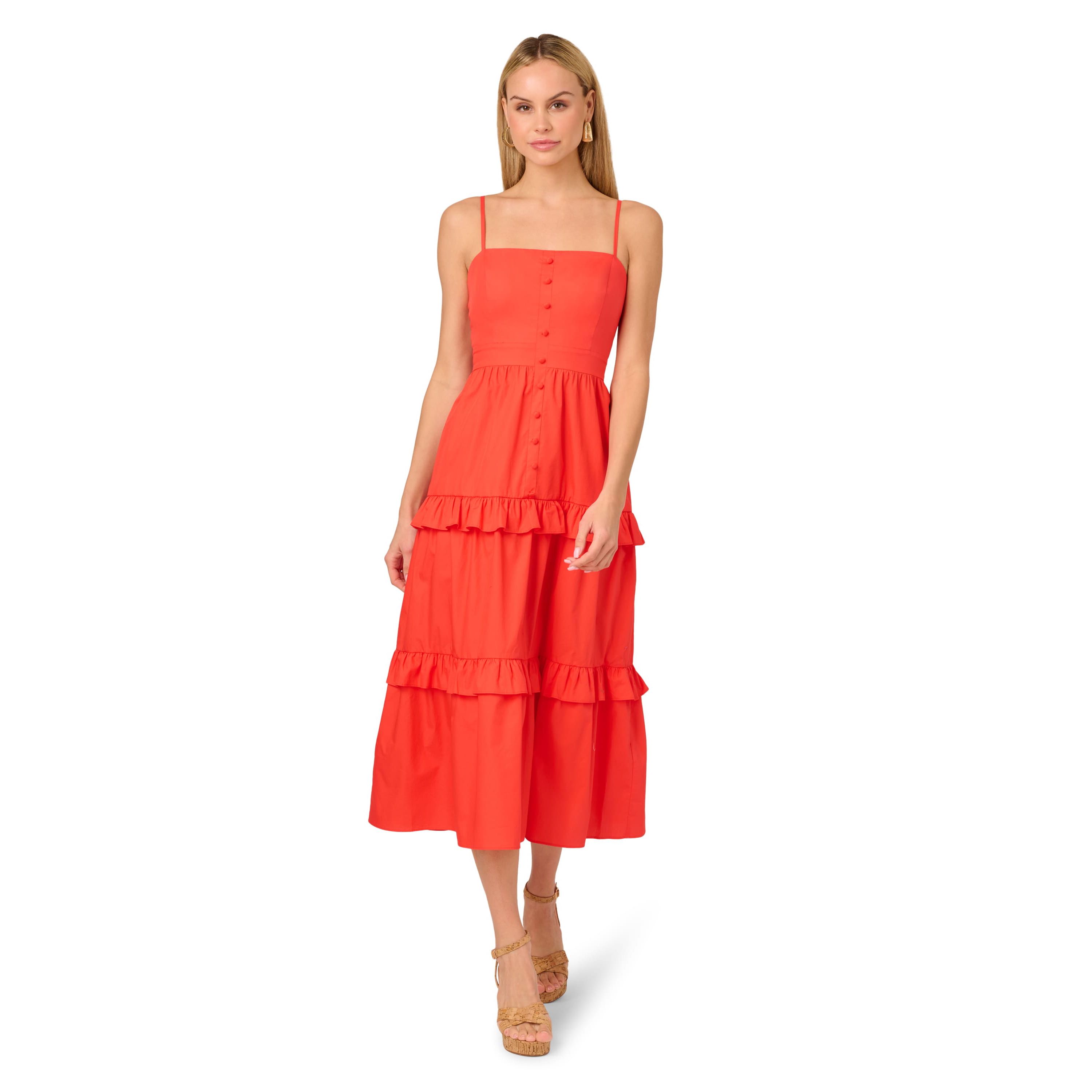 Solid Tiered Midi Dress