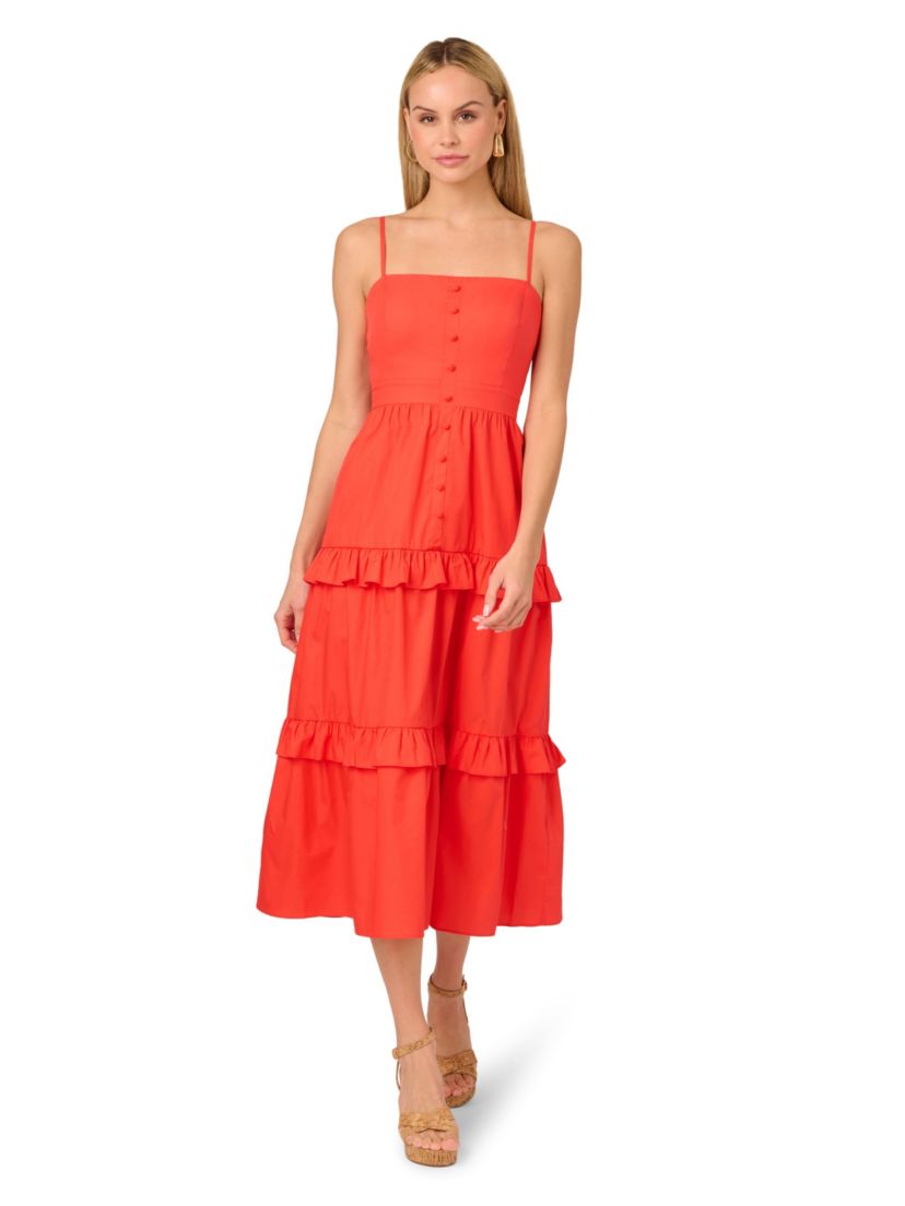 Solid Tiered Midi Dress