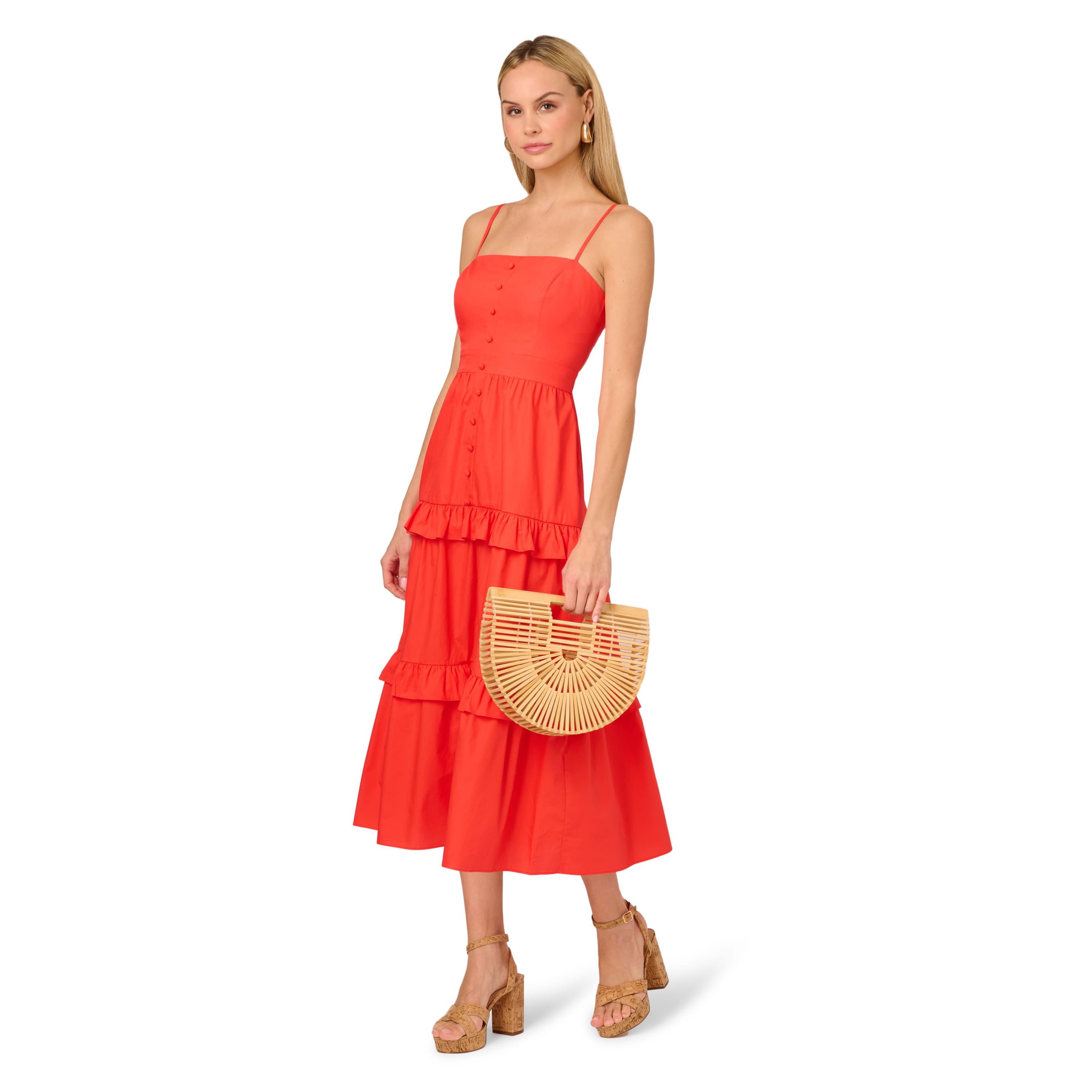 Solid Tiered Midi Dress