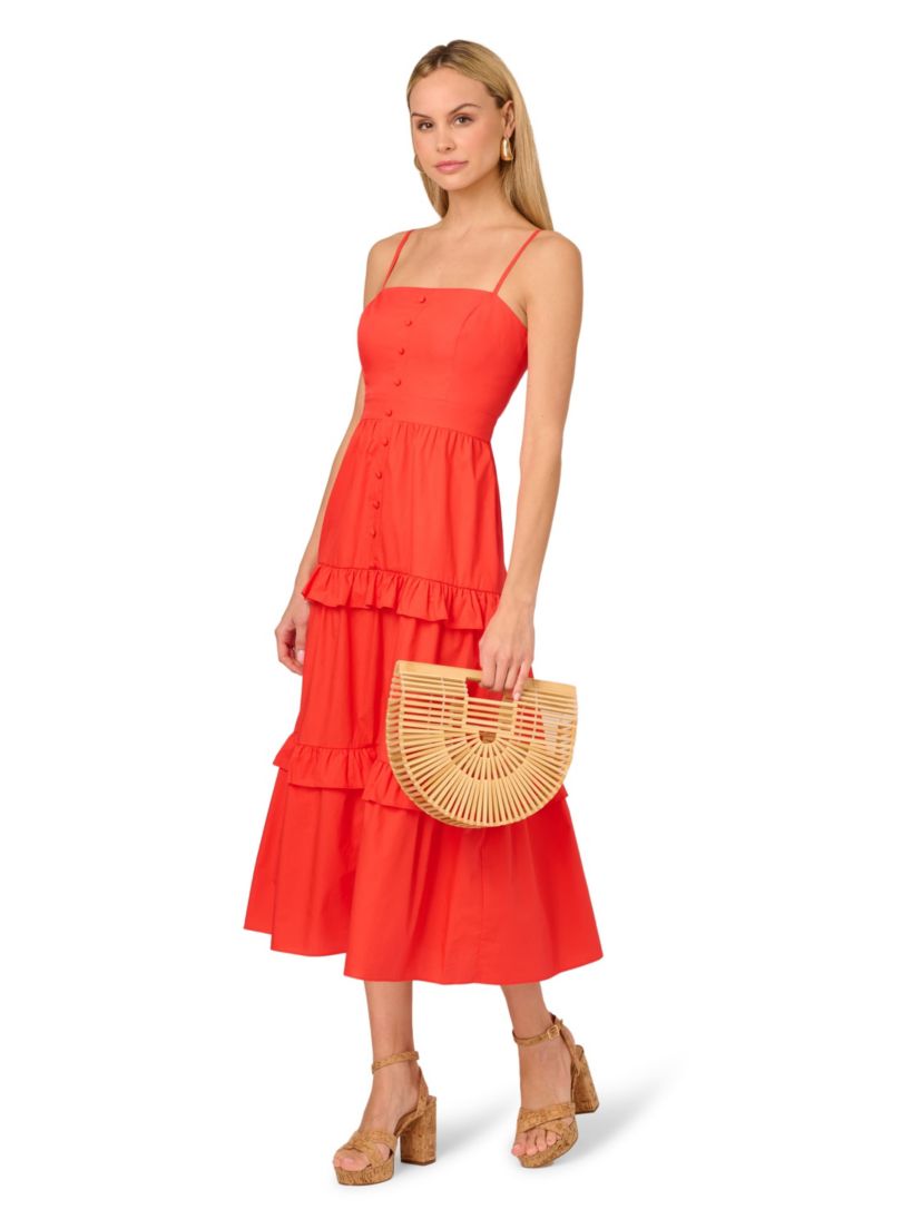 Solid Tiered Midi Dress