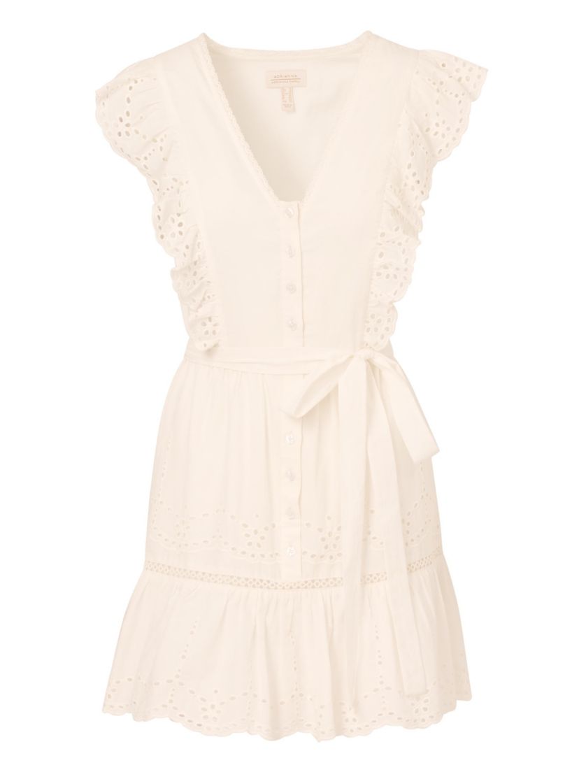 V Neck Short Eyelet Dress