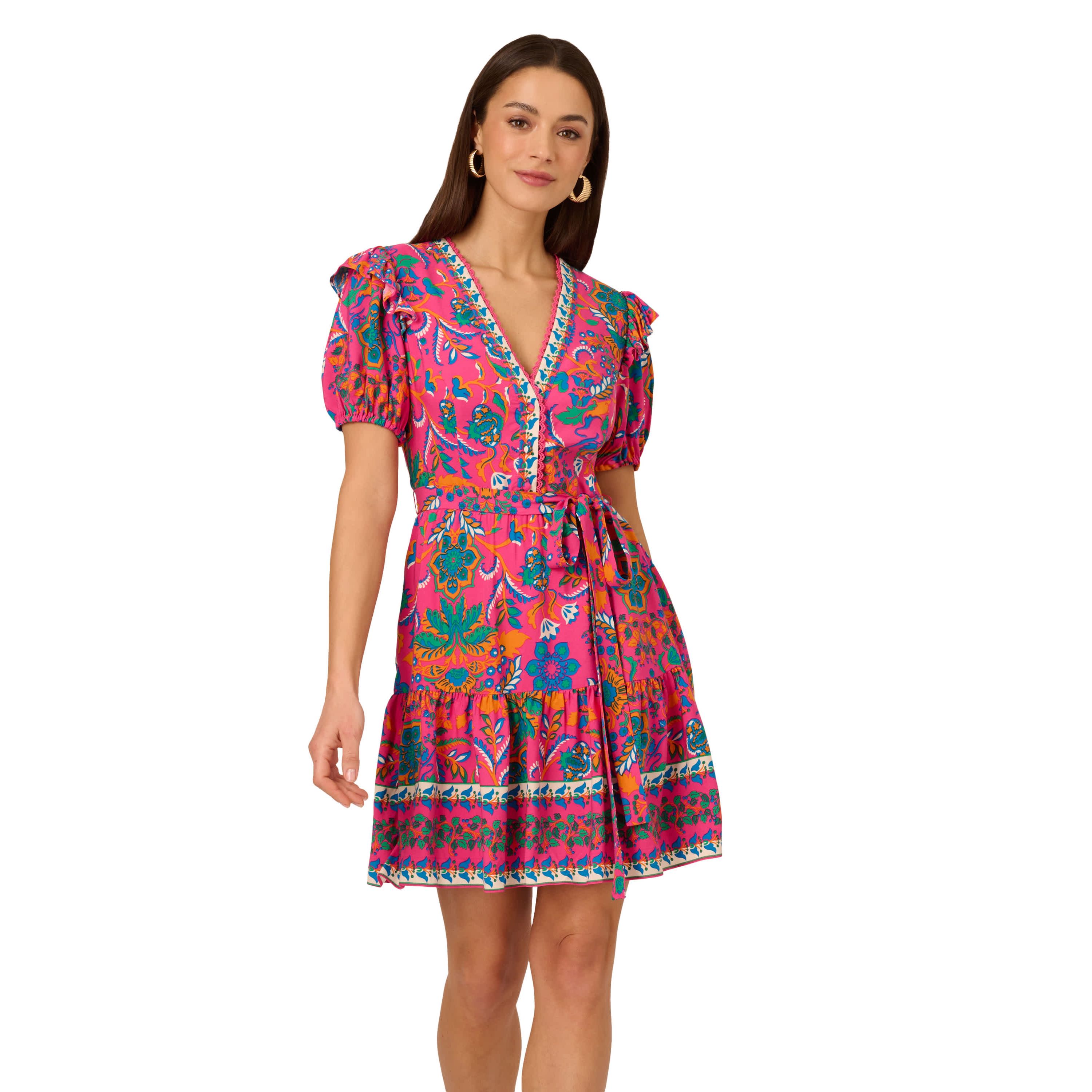 Printed Short Flounce Dress