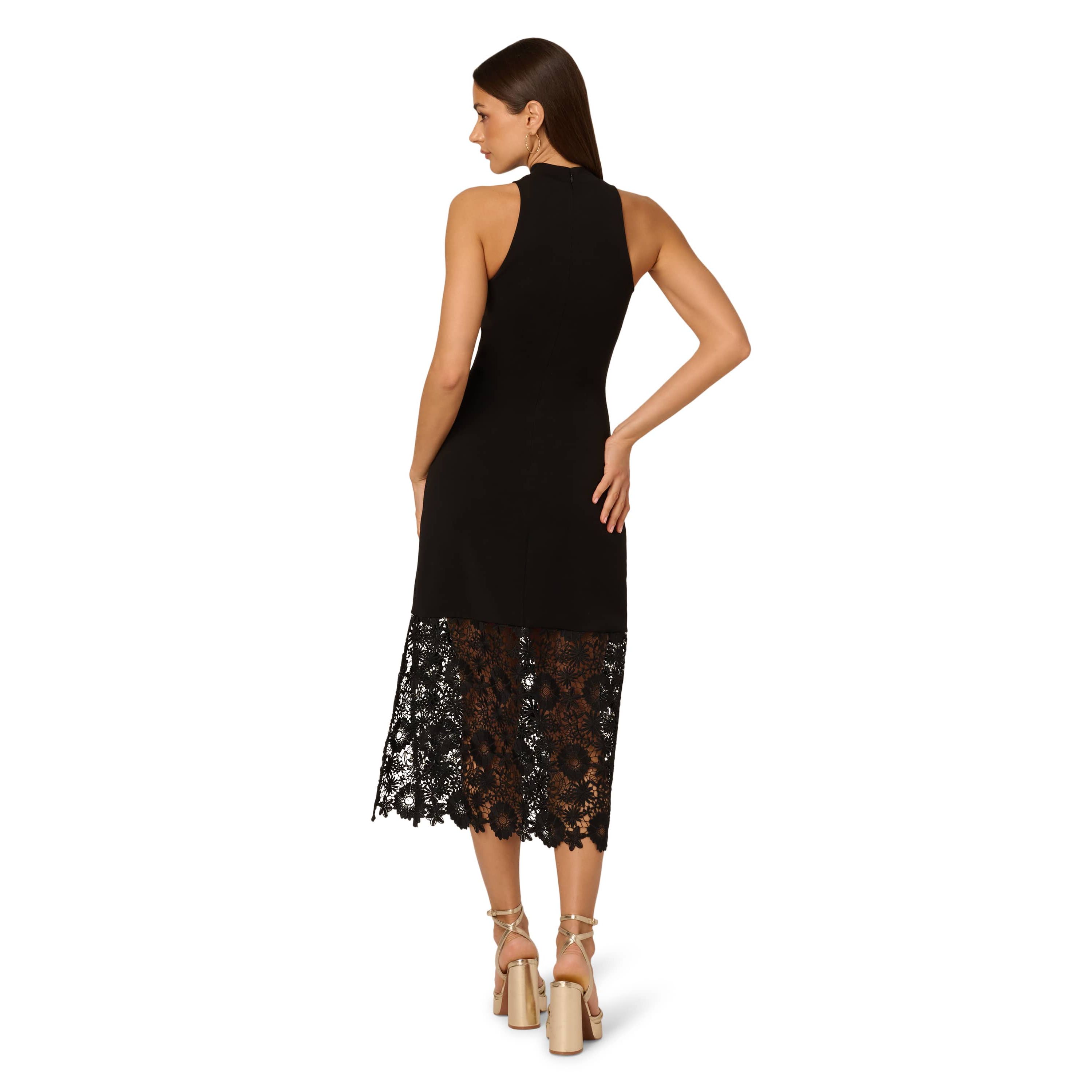 Knit Midi Dress Lace Hem