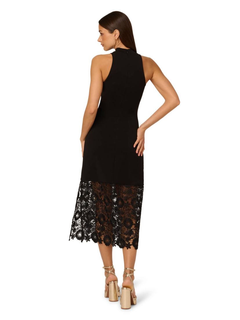 Knit Midi Dress Lace Hem