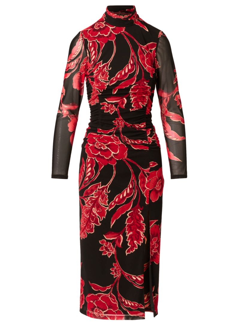 Mockneck Ruched Maxi Dress