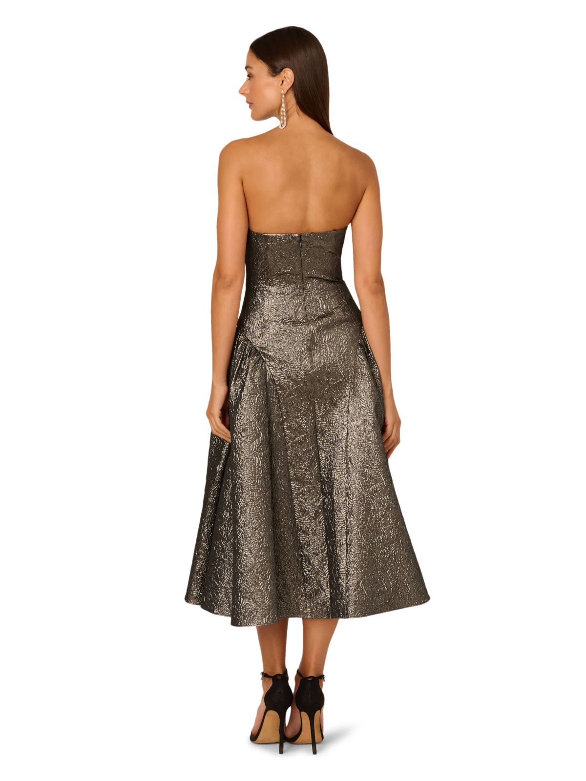Strapless Metallic Ankle Dress