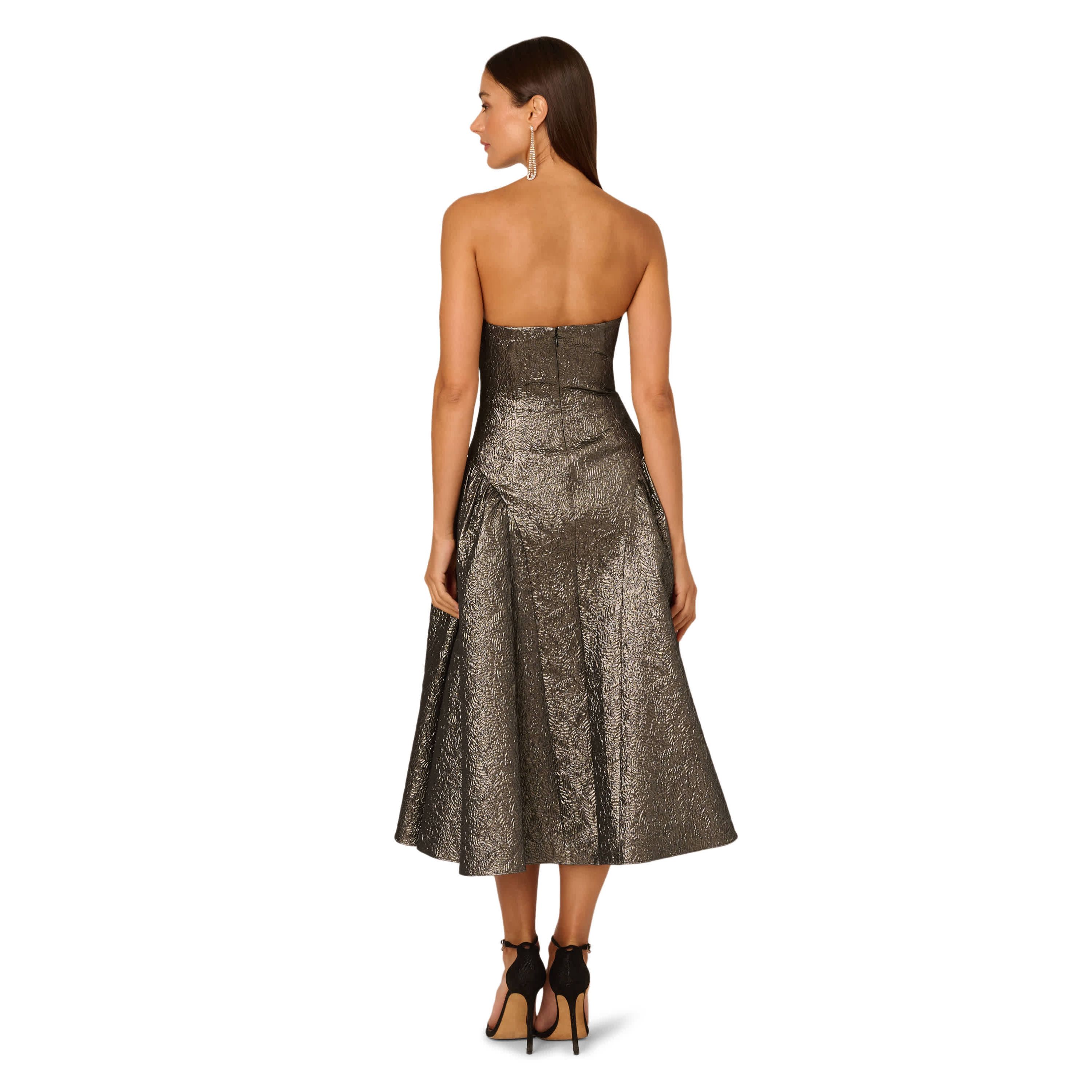 Strapless Metallic Ankle Dress