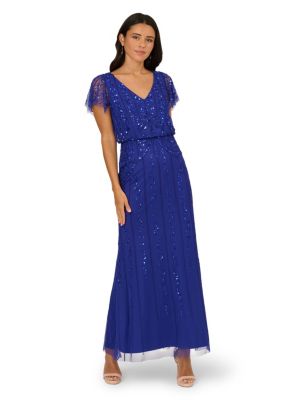 ADRIANNA BY ADRIANNA PAPELL Women's Bead Blouson Long Dress