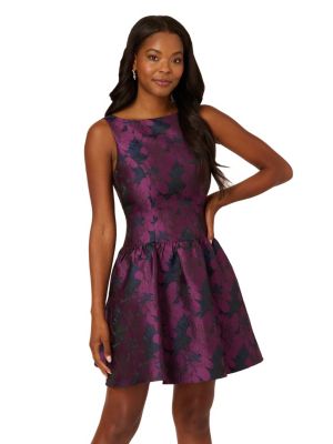 Adrianna Papell Women's Jacquard Flounce Short Dress