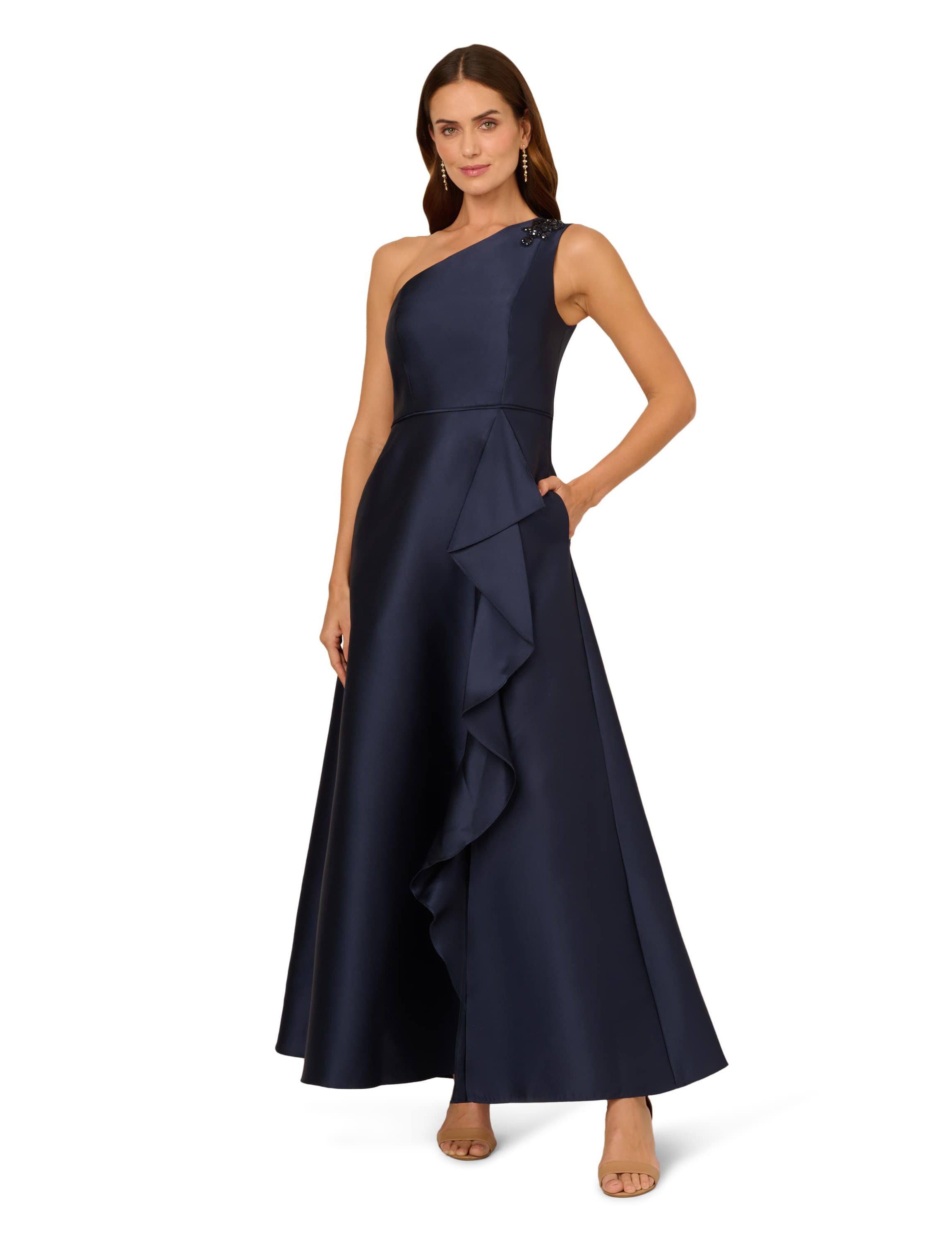 One Shoulder Mikado Gown