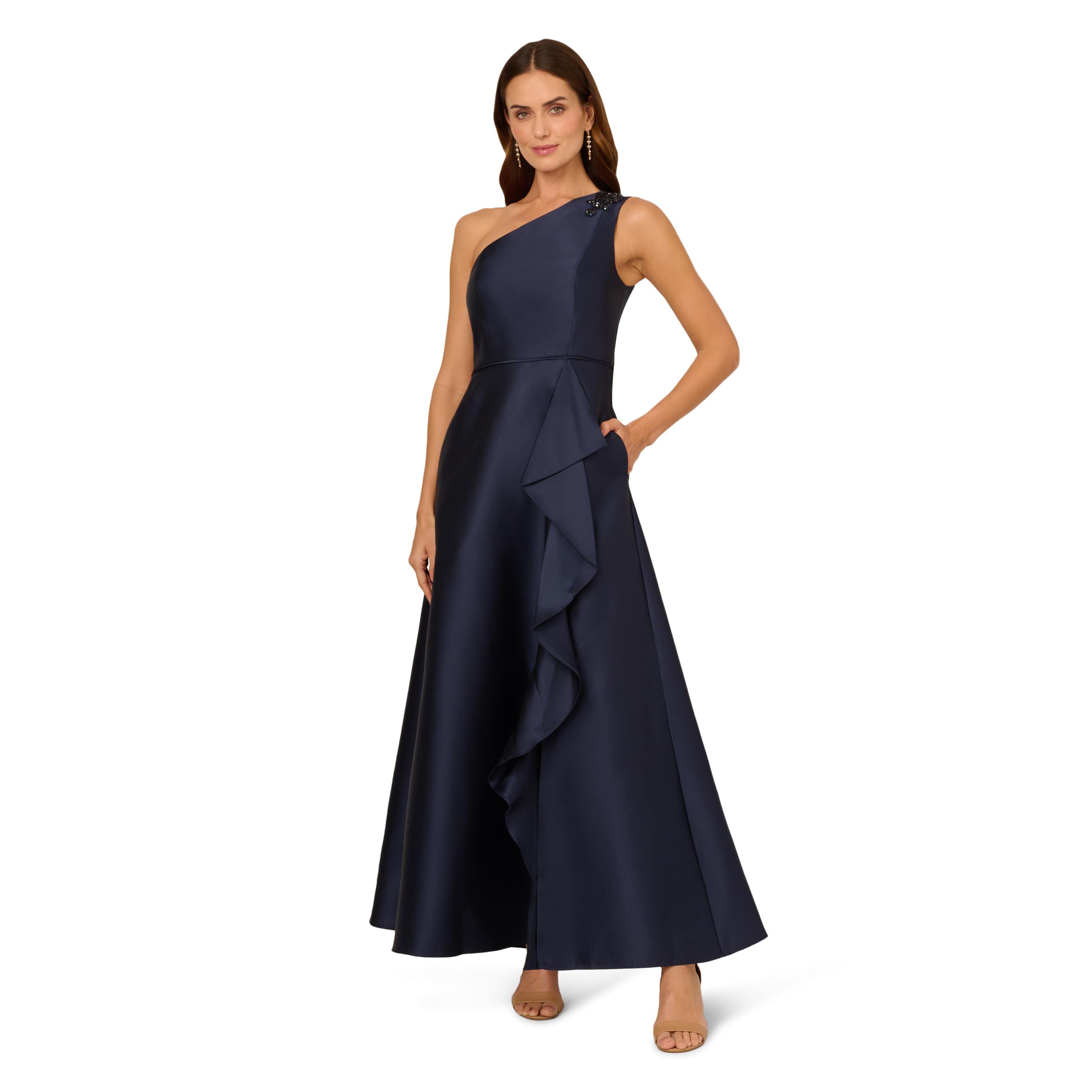 One Shoulder Mikado Gown