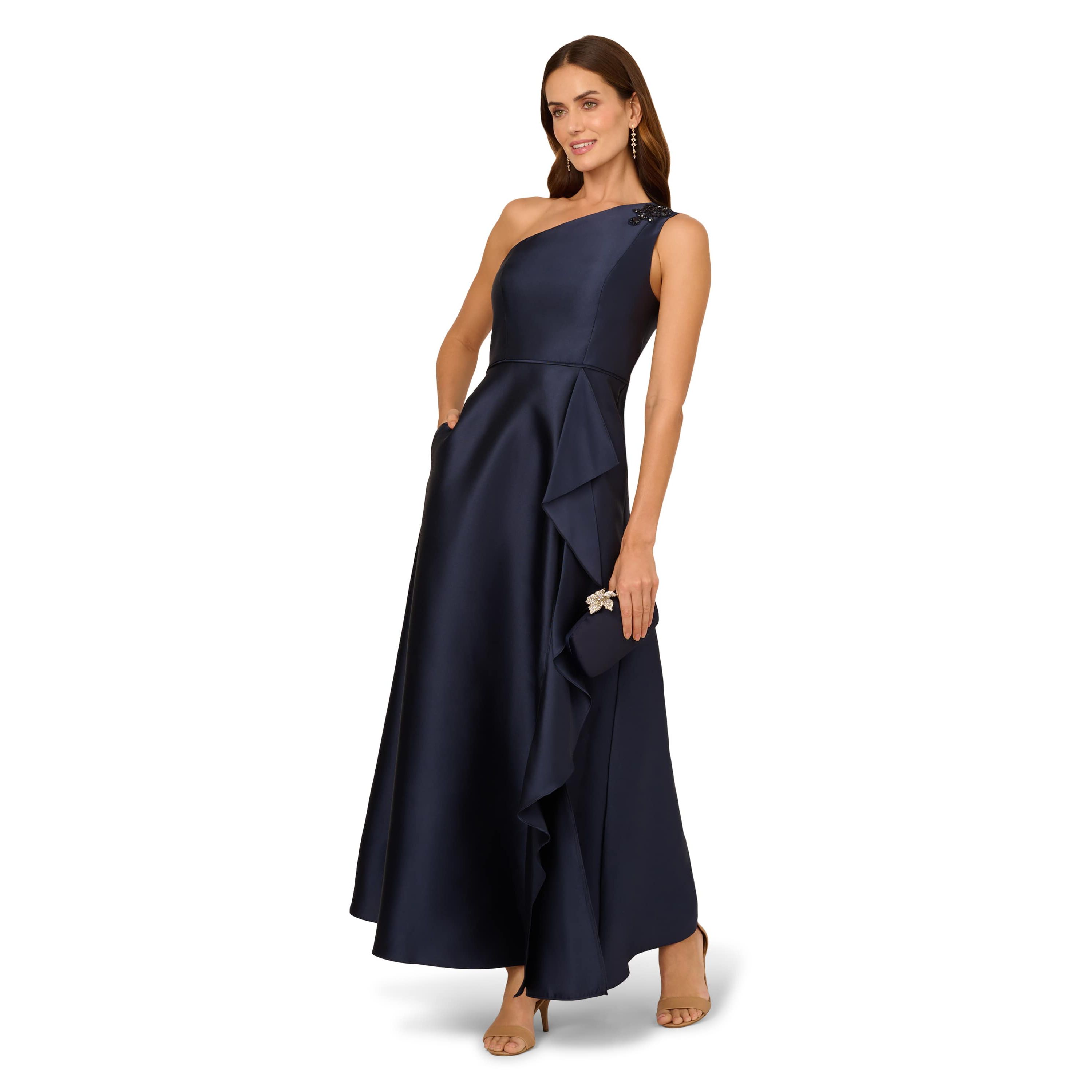 One Shoulder Mikado Gown