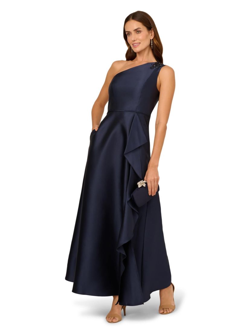 One Shoulder Mikado Gown