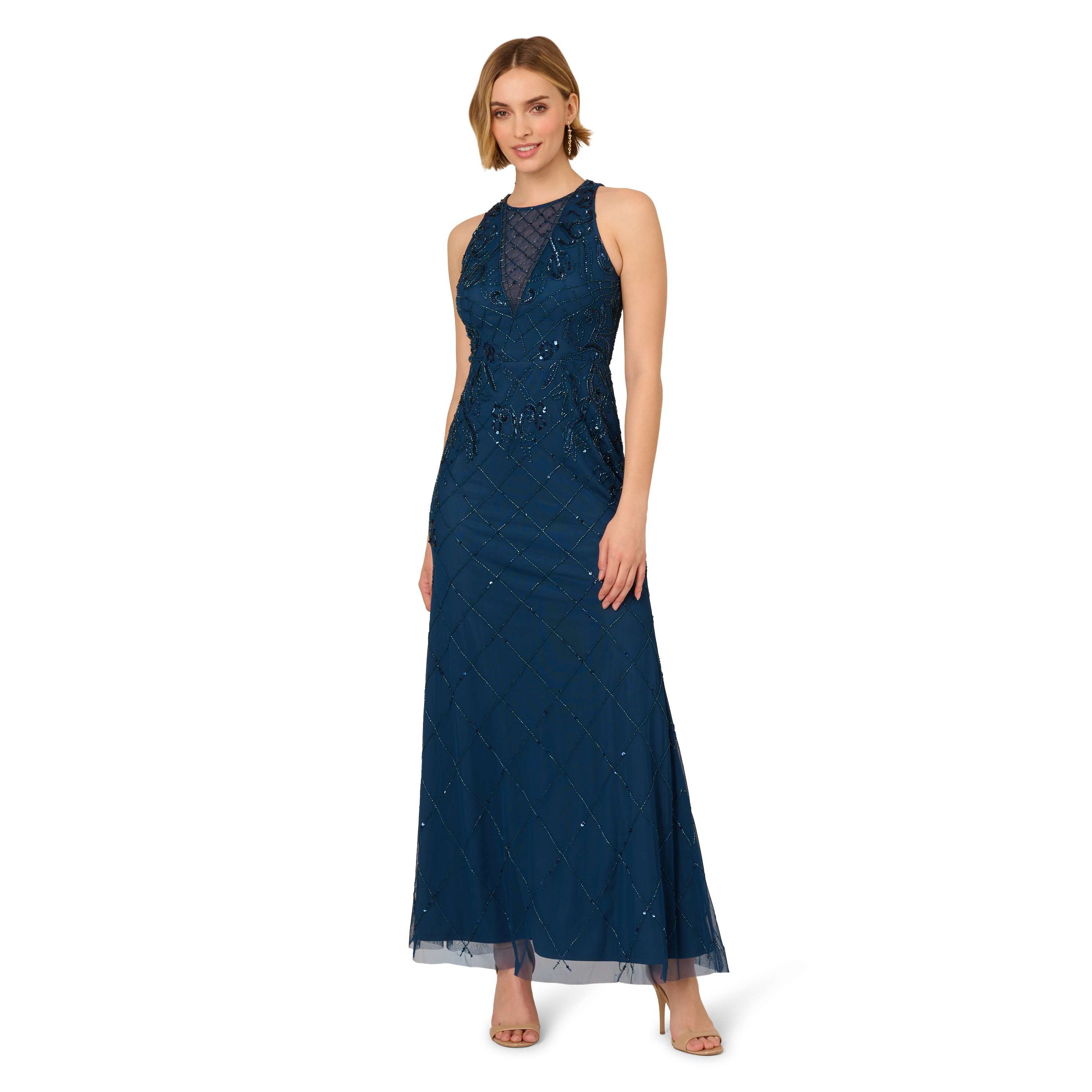 Bead Halter Long Dress