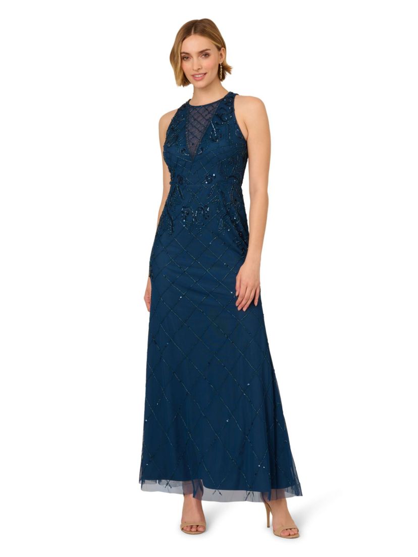 Bead Halter Long Dress