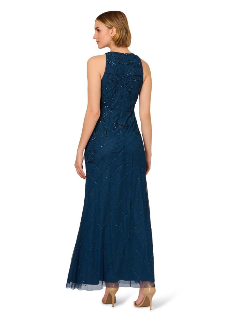 Bead Halter Long Dress