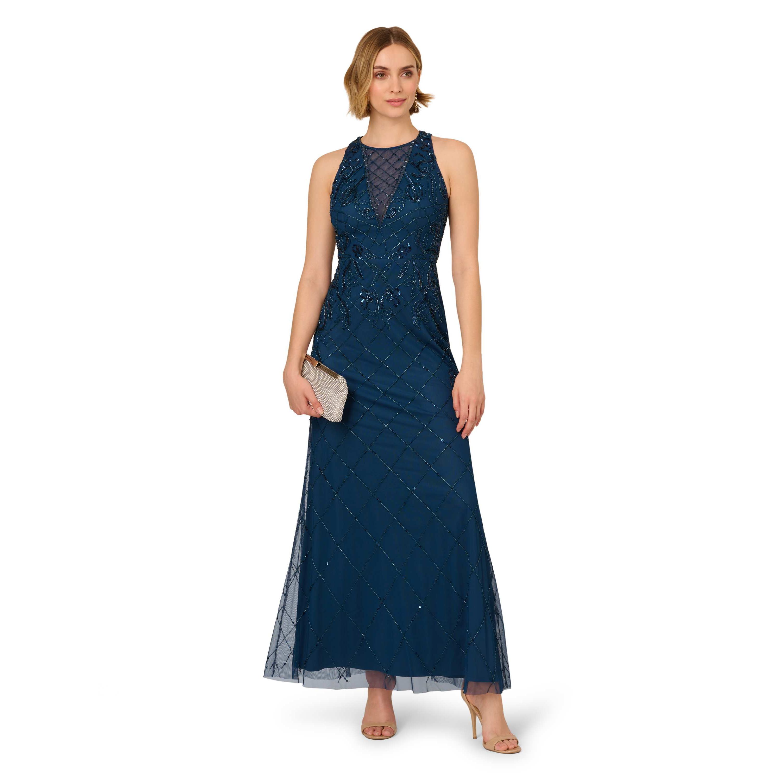 Bead Halter Long Dress