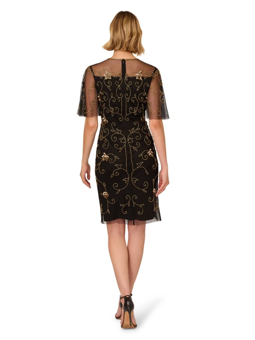 Beaded Illusion Neck Dress