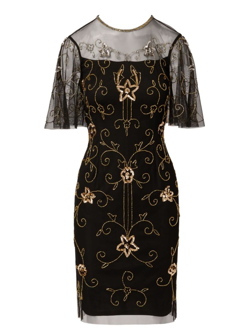 Beaded Illusion Neck Dress