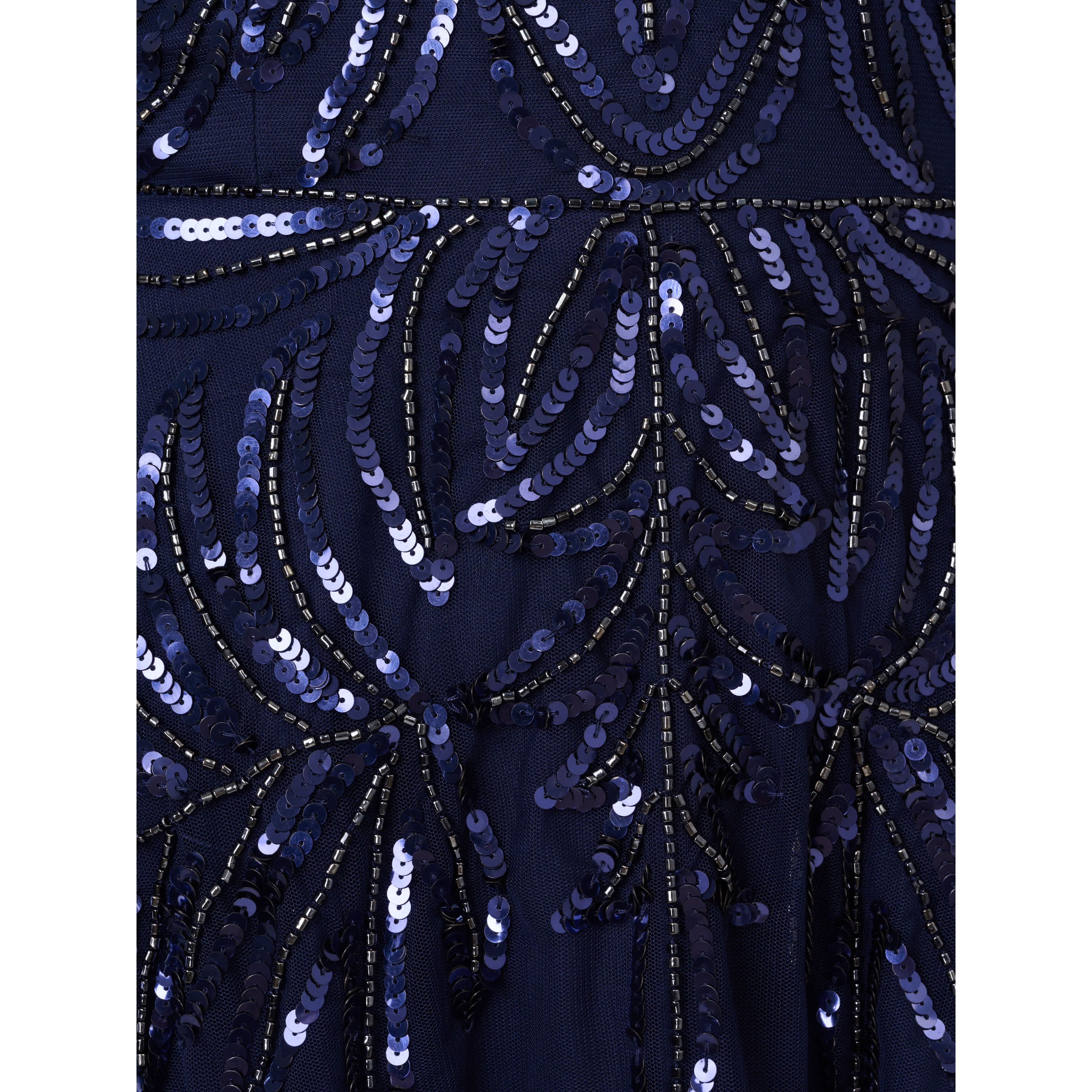 BEADED MESH LONG DRESS