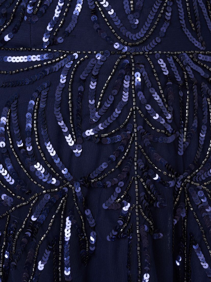 BEADED MESH LONG DRESS