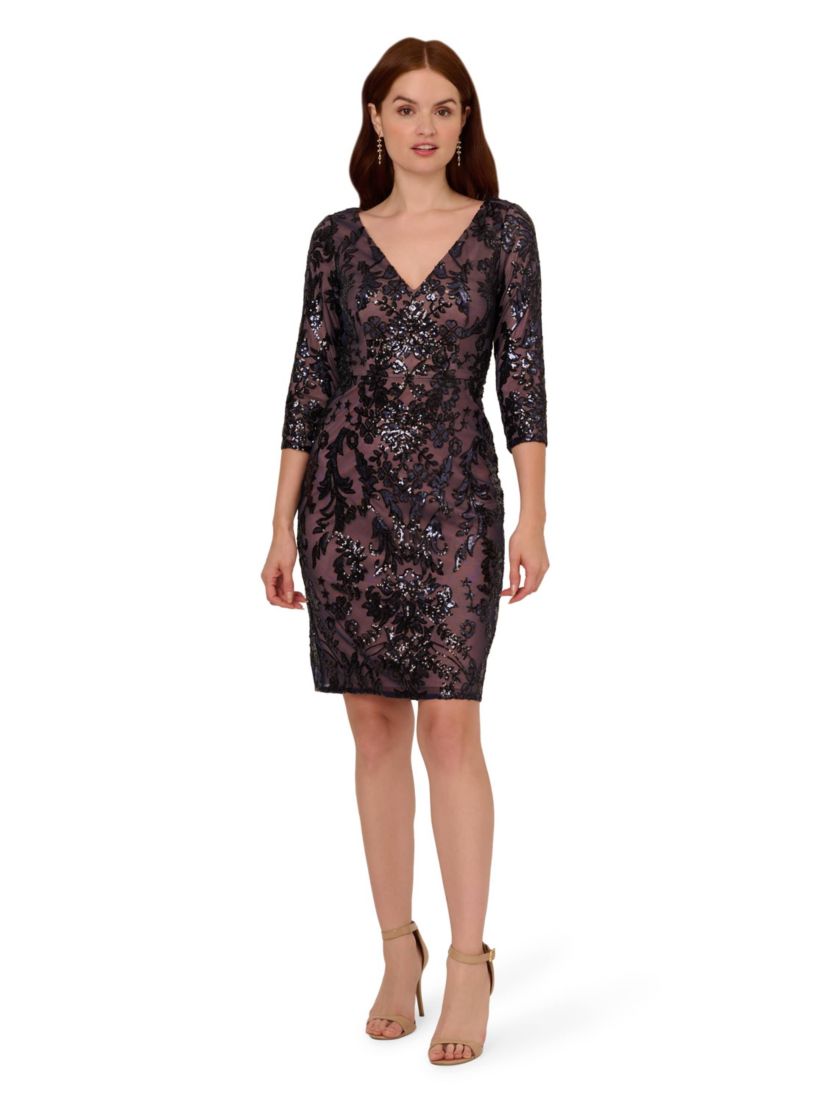 Beaded V-Neck Short Dress