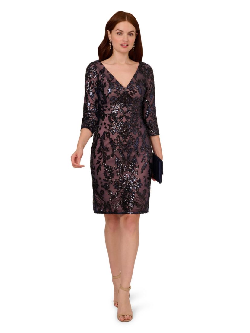 Beaded V-Neck Short Dress