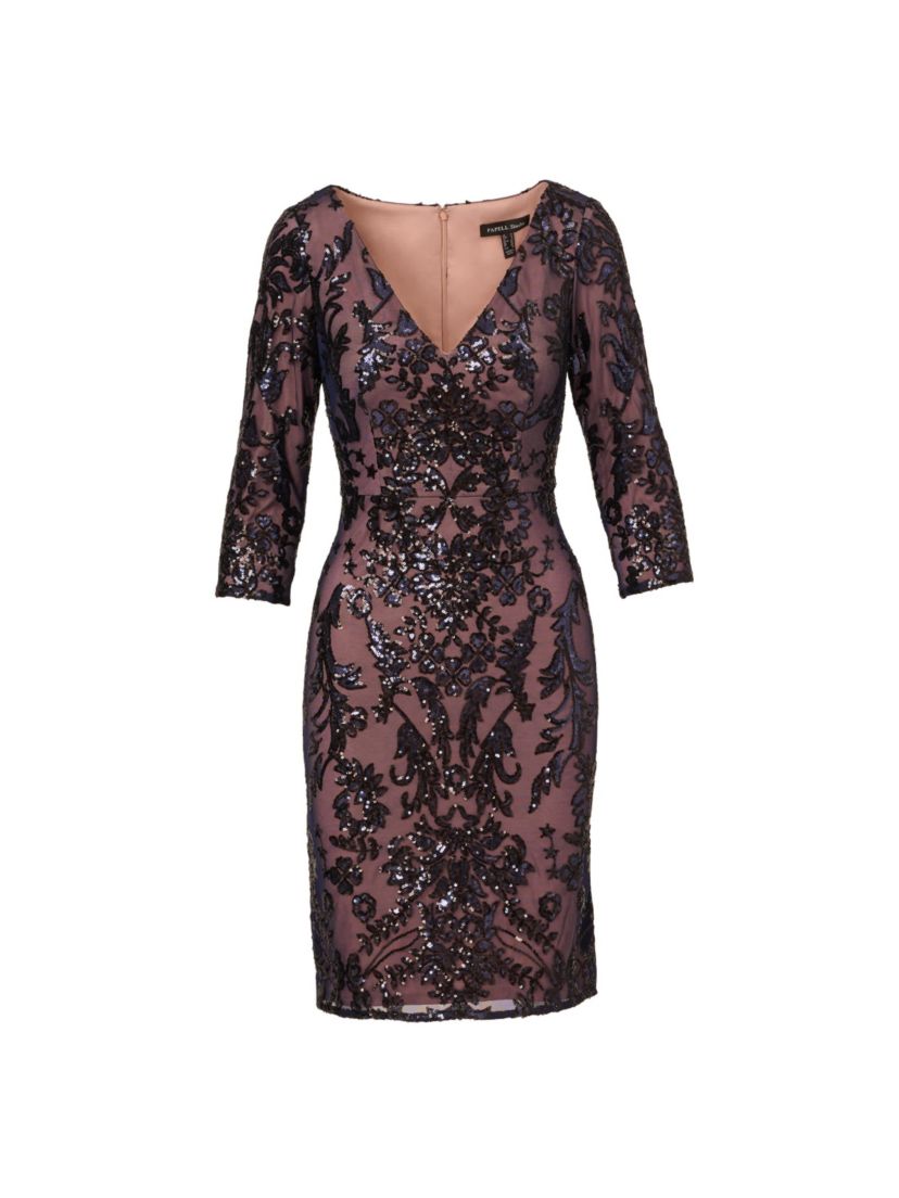 Beaded V-Neck Short Dress