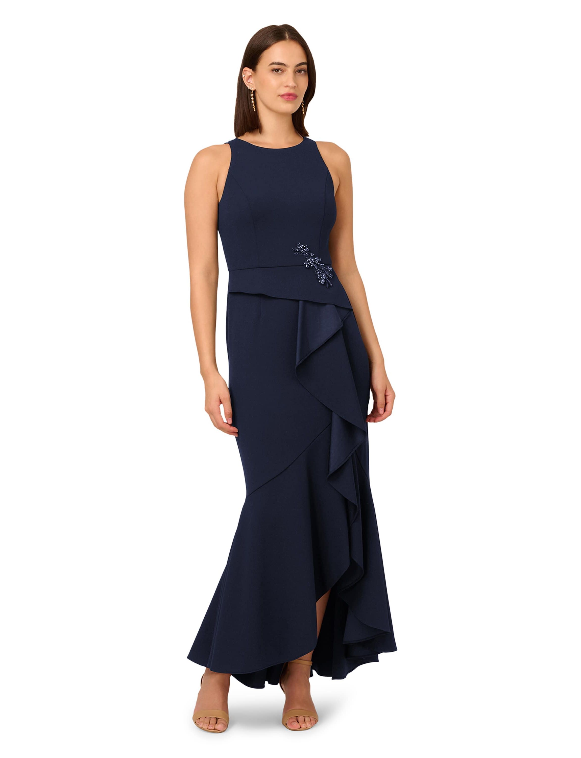 Beaded Crepe Halter Gown