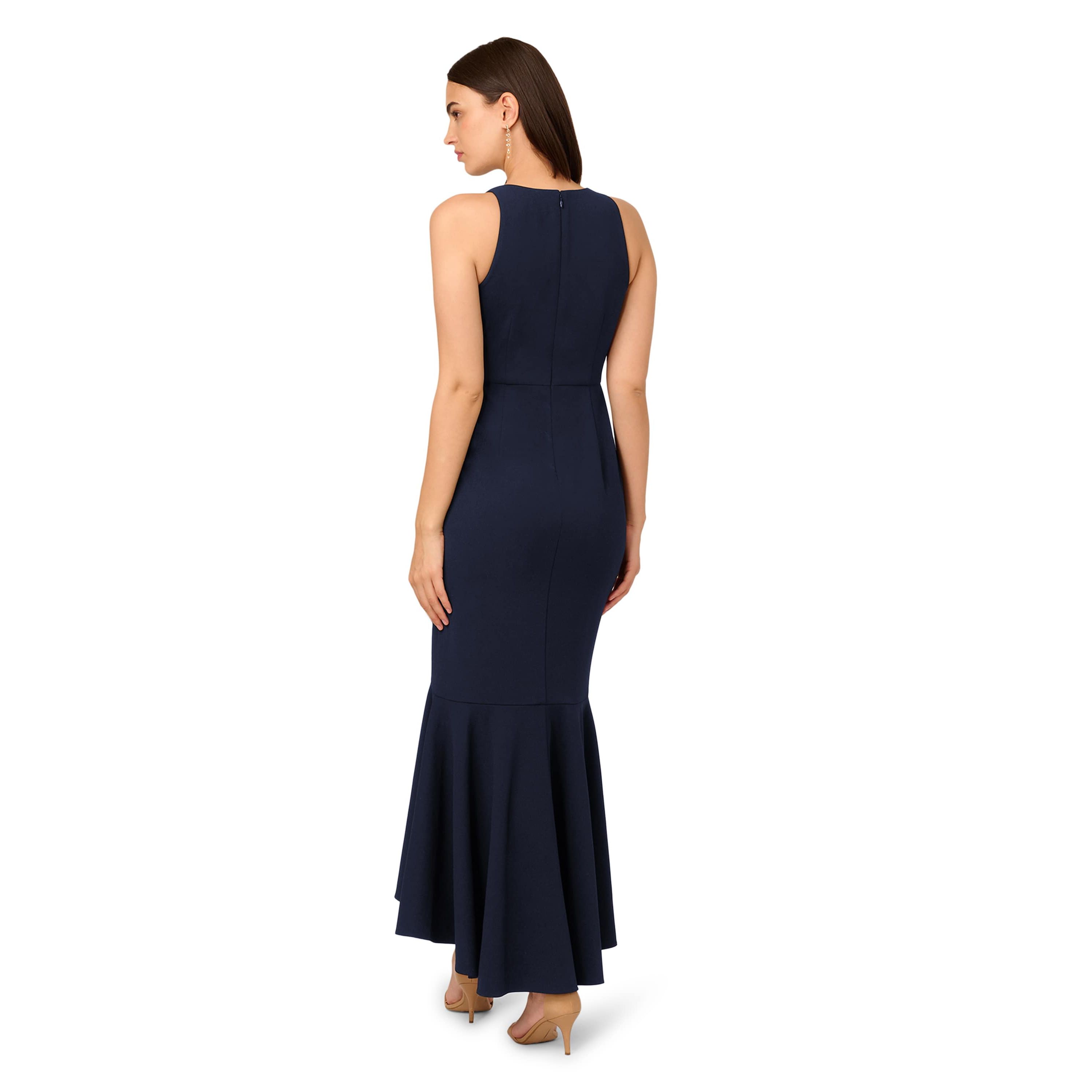 Beaded Crepe Halter Gown