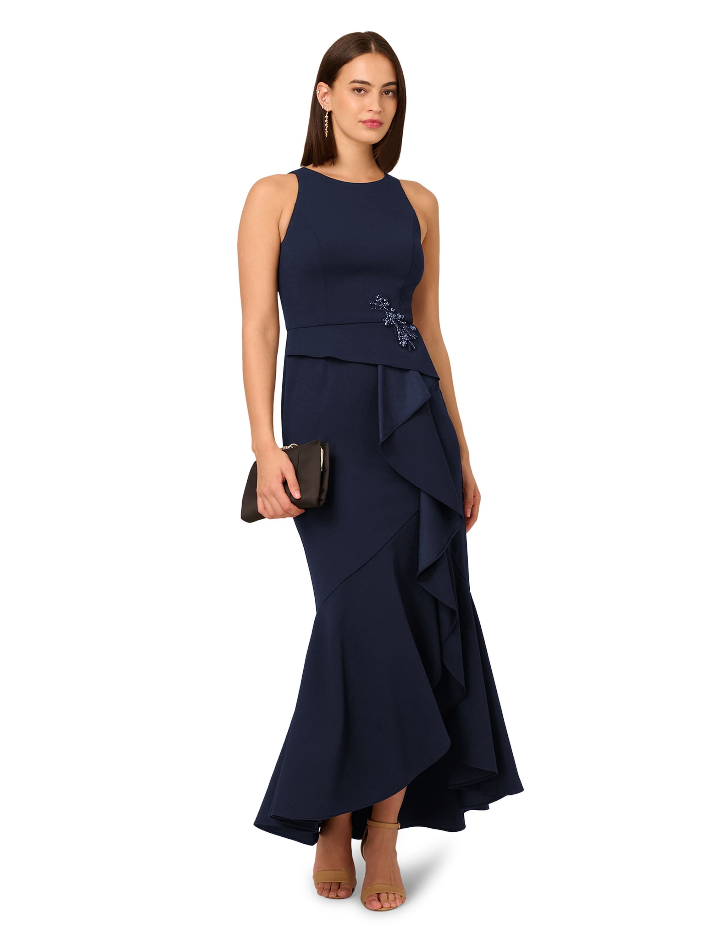 Beaded Crepe Halter Gown