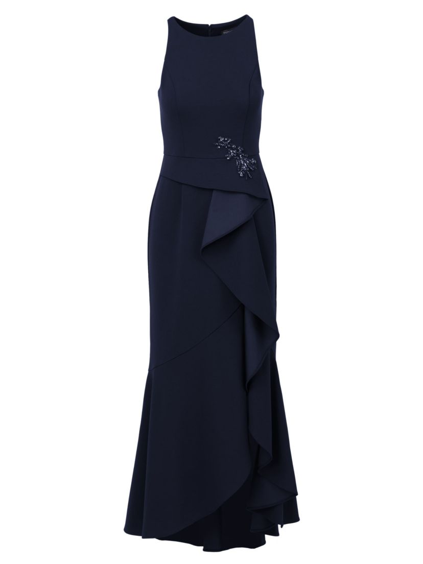 Beaded Crepe Halter Gown