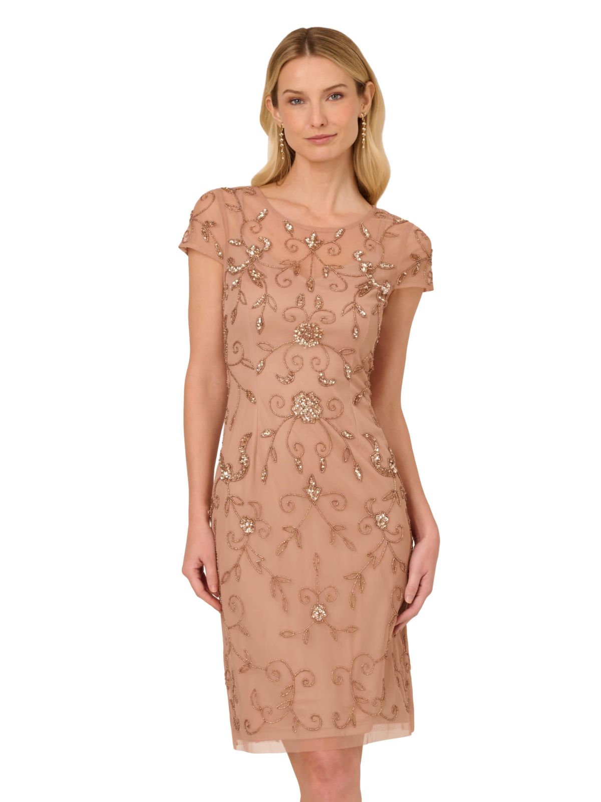 Bead Mesh Sheath Dress