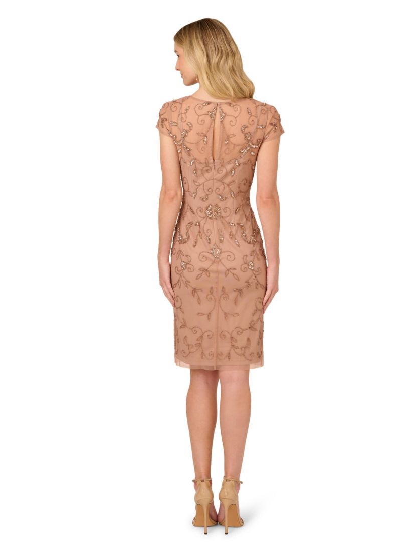 Bead Mesh Sheath Dress