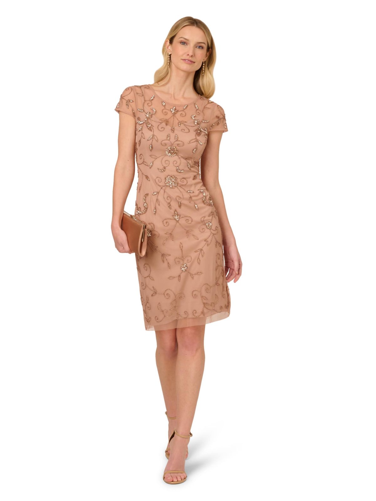 Bead Mesh Sheath Dress