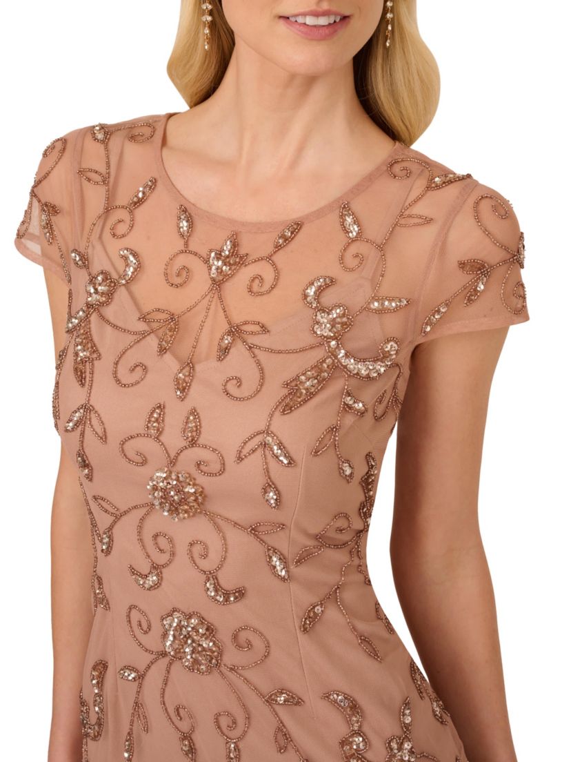 Bead Mesh Sheath Dress
