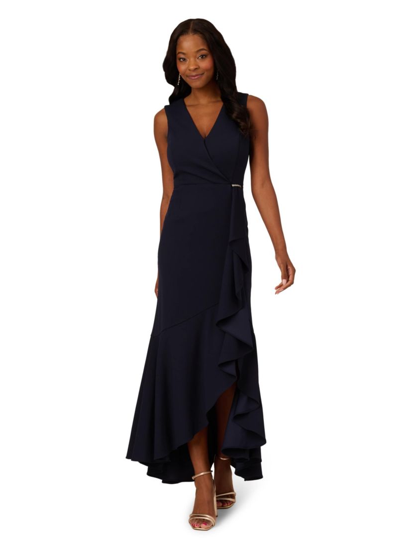 Ruffle Flounce Crepe Gown