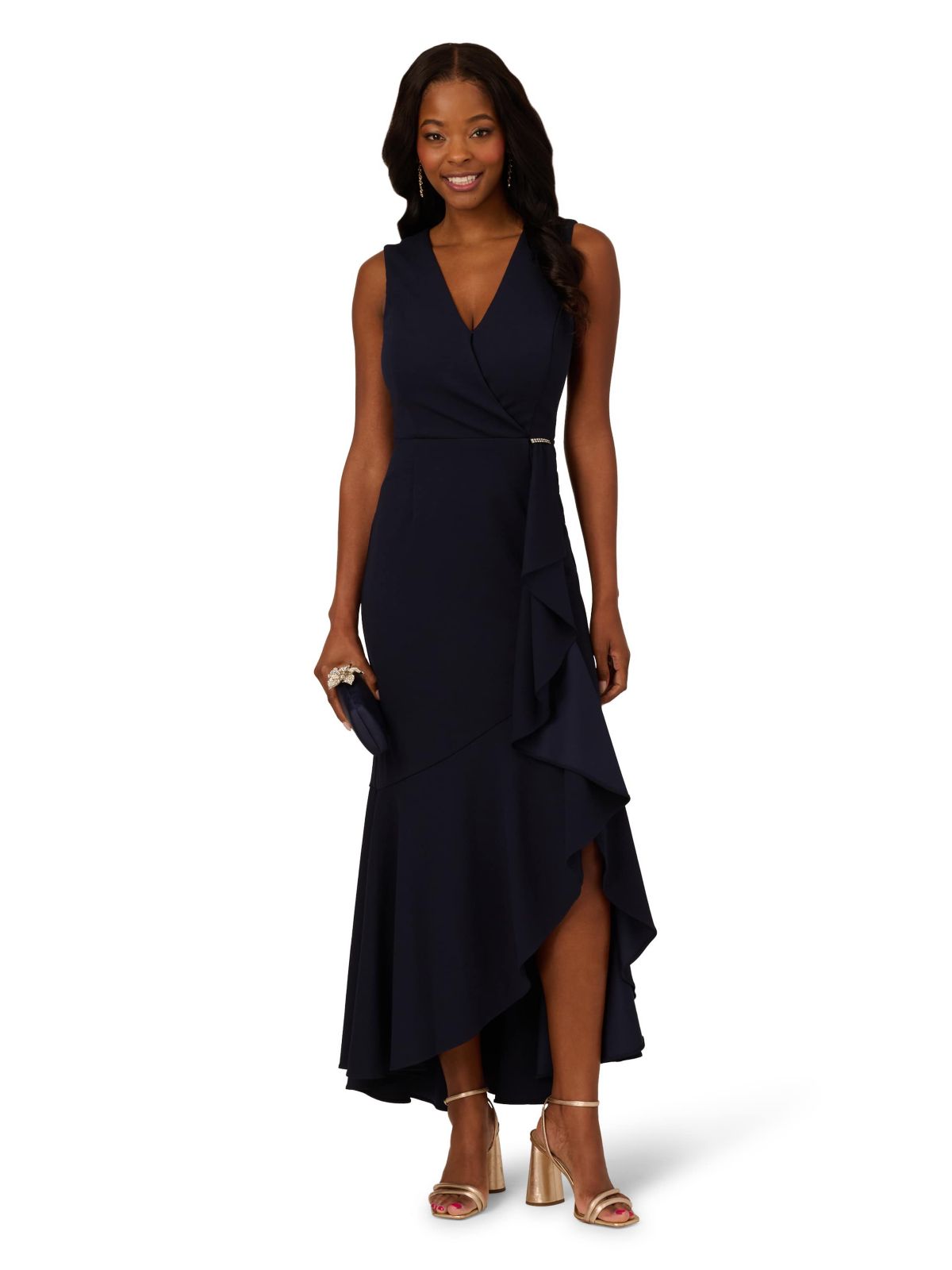 Ruffle Flounce Crepe Gown