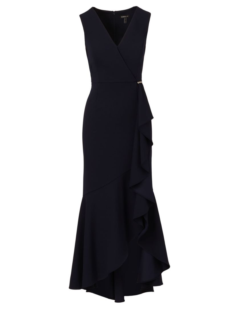 Ruffle Flounce Crepe Gown