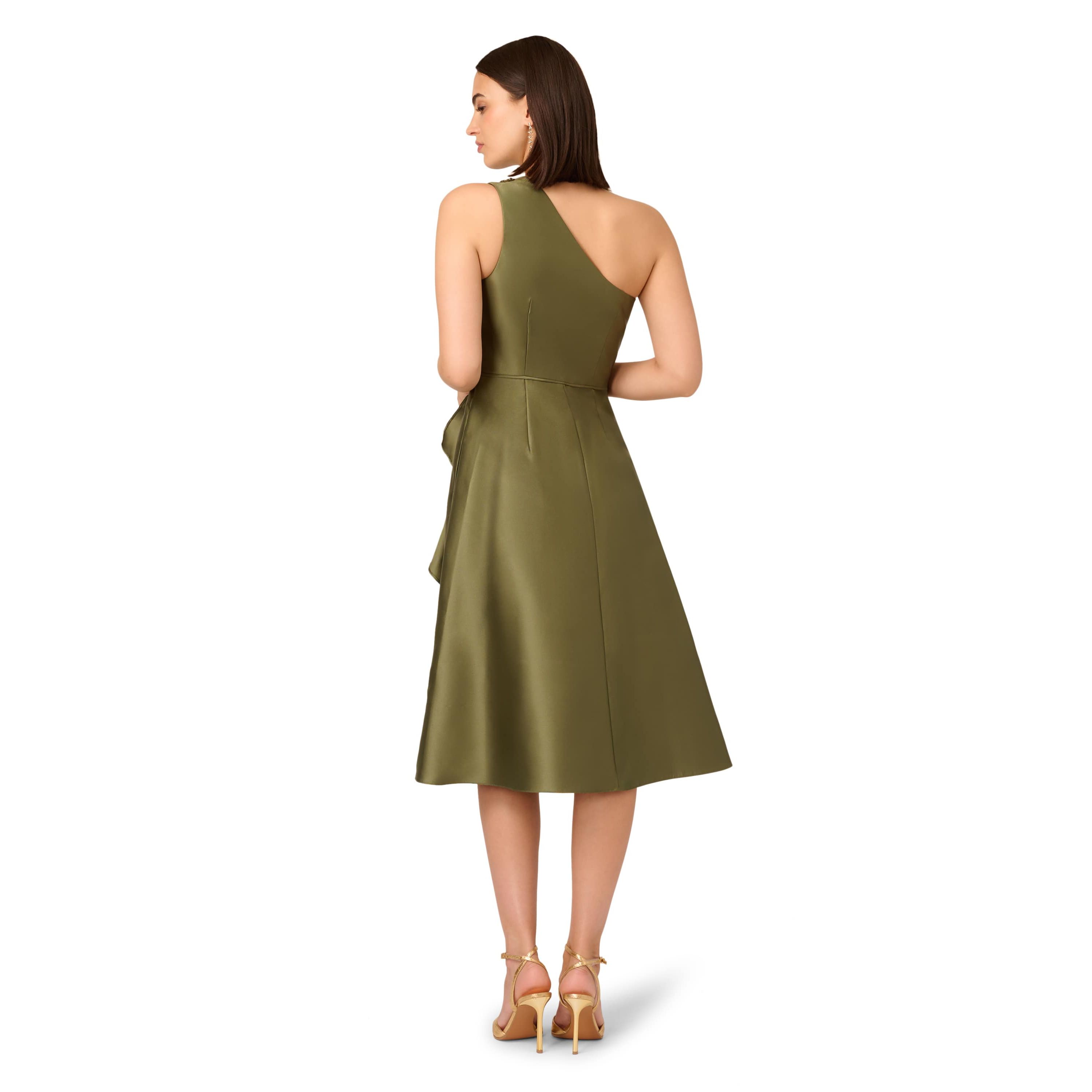 One Shoulder Mikado Midi Dress
