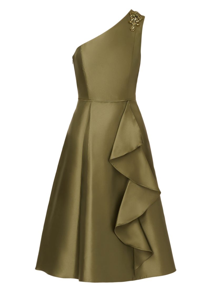 One Shoulder Mikado Midi Dress