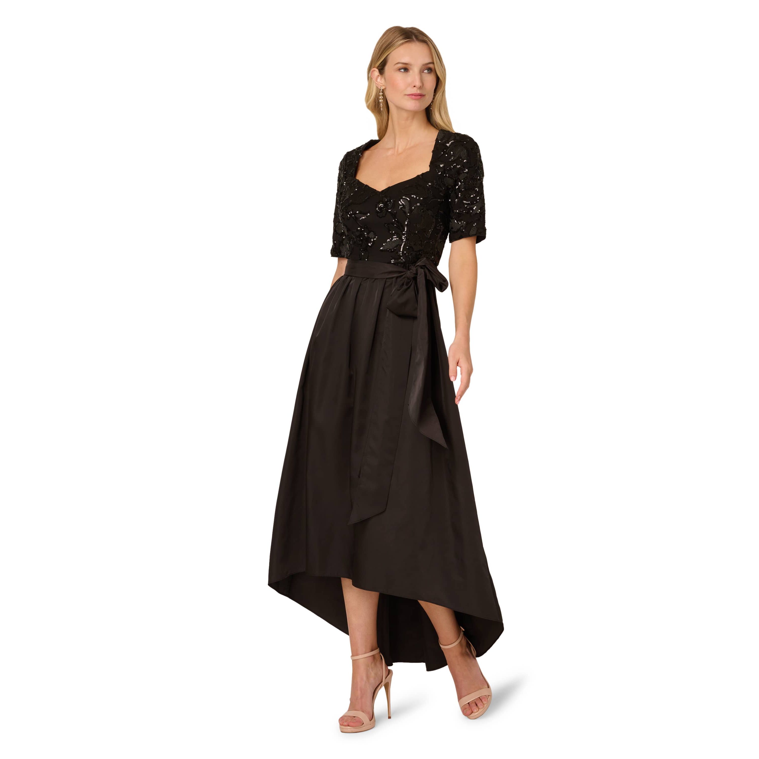 Sequin Combo Taffeta Gown