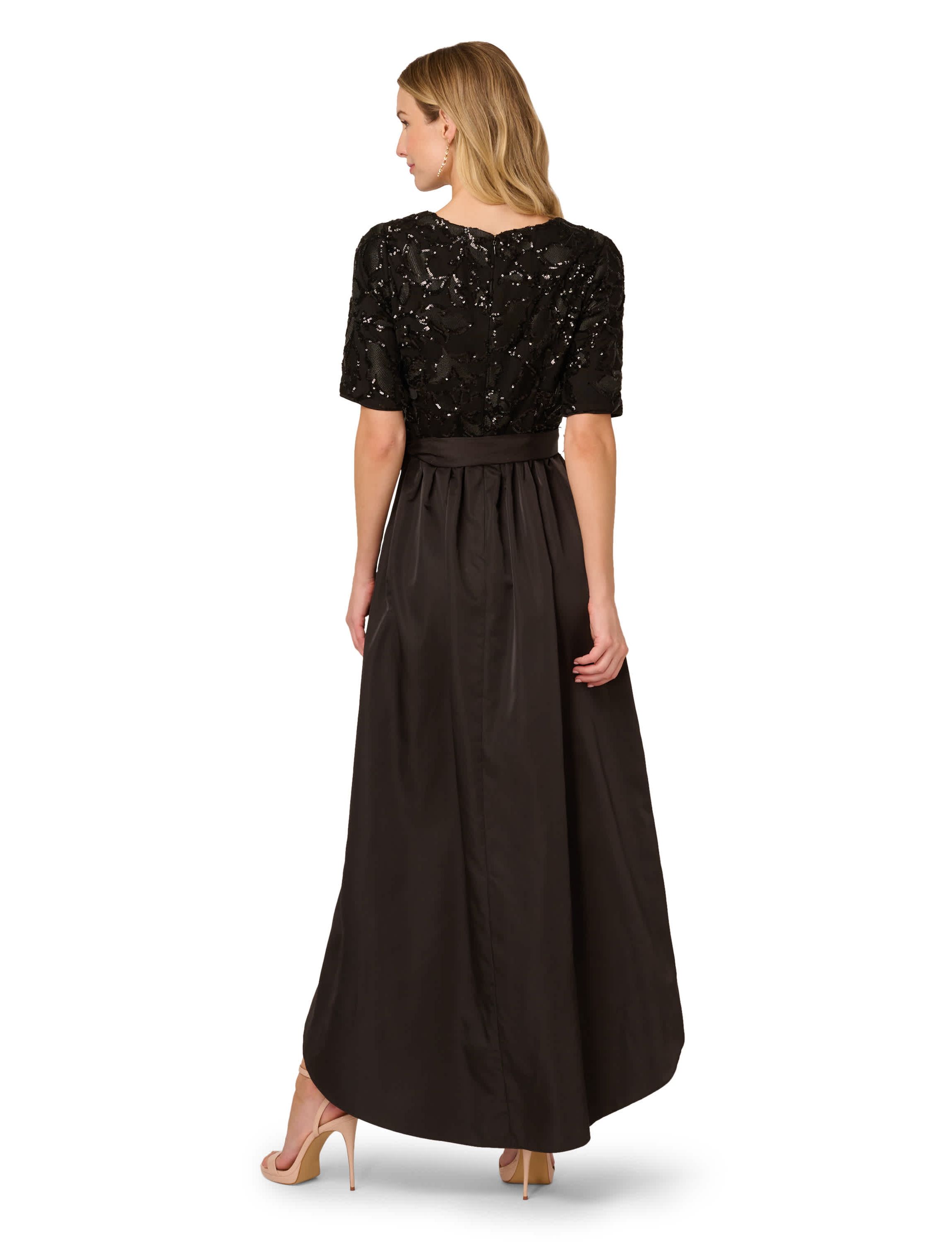 Sequin Combo Taffeta Gown