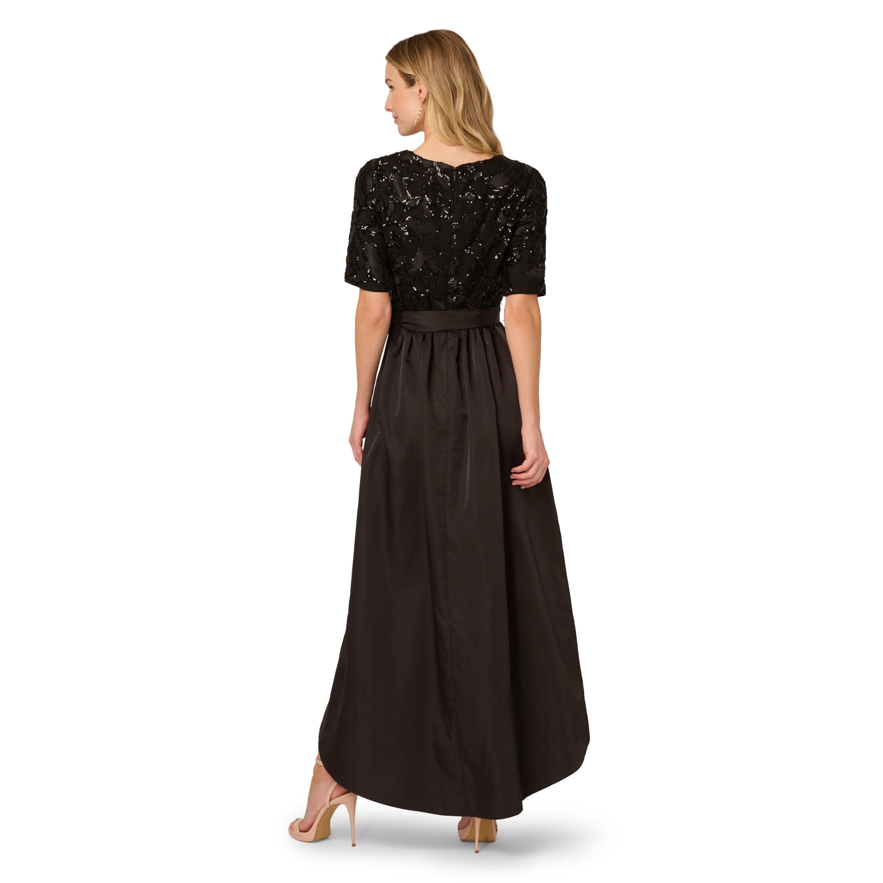 Sequin Combo Taffeta Gown