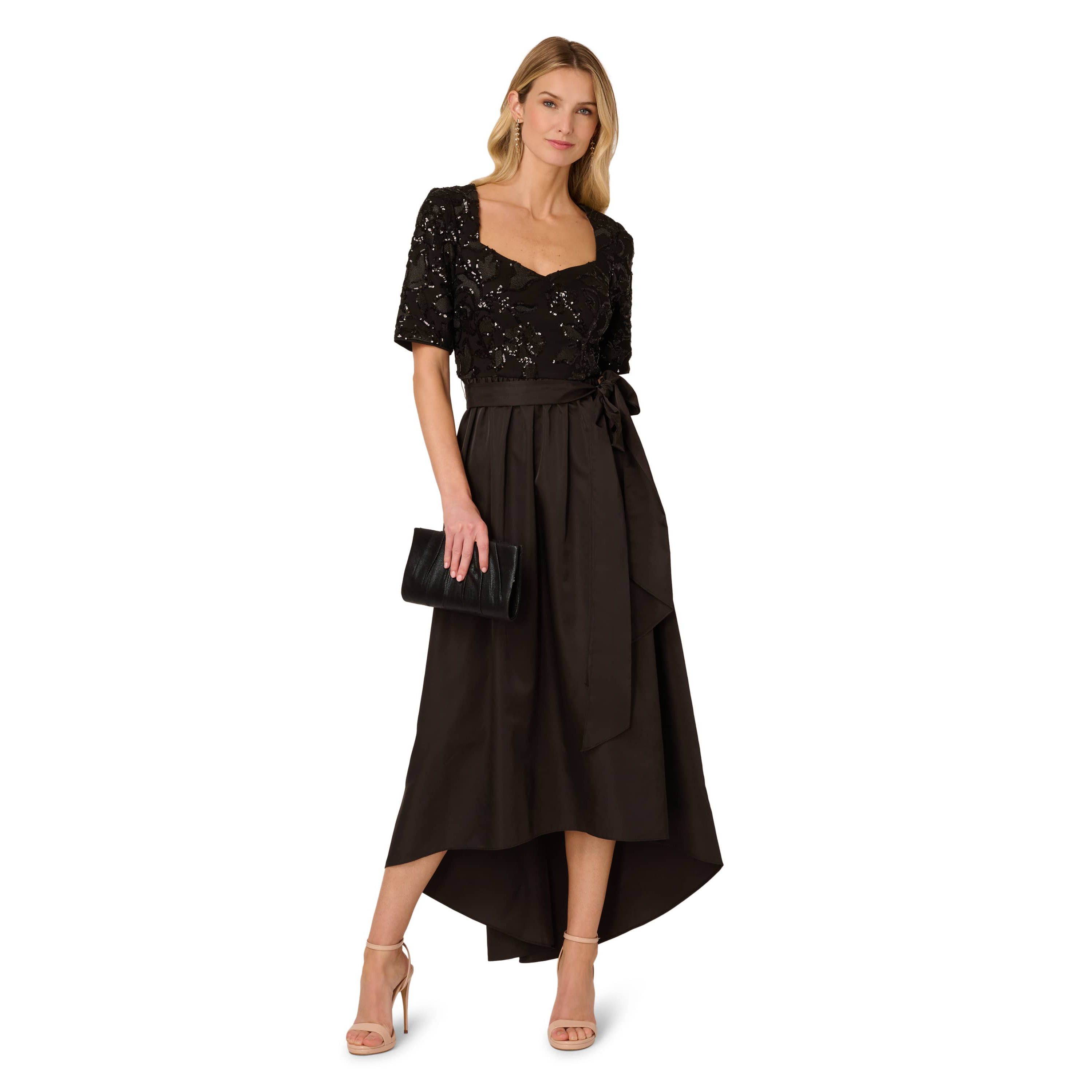 Sequin Combo Taffeta Gown